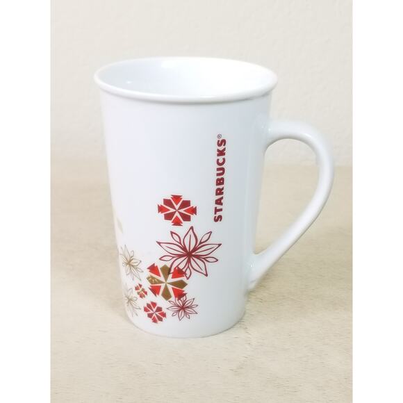 Starbucks Holiday Coffee Mug 12oz Teacup Christmas 2013 White Red 4 3/4" - Picture 1 of 13